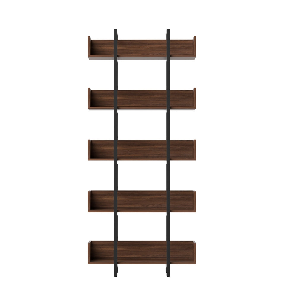 Artiss Bookshelf 5-Tier Bookcase Display Shelves - Walnut