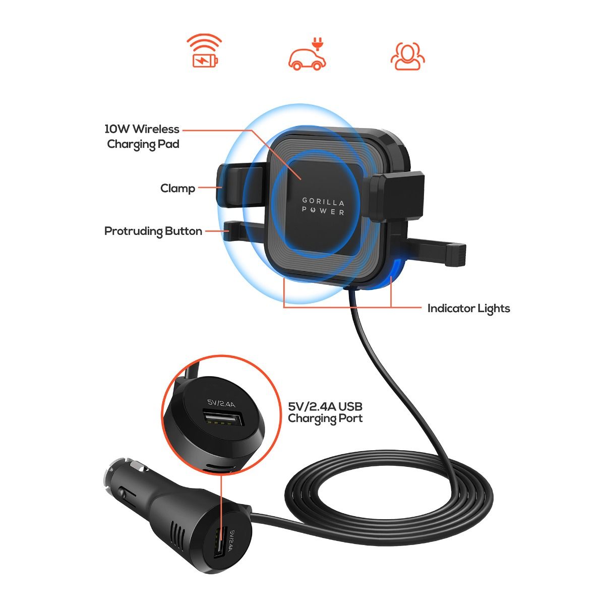 Mbeat Gorilla Power 10W Wireless Car Charger