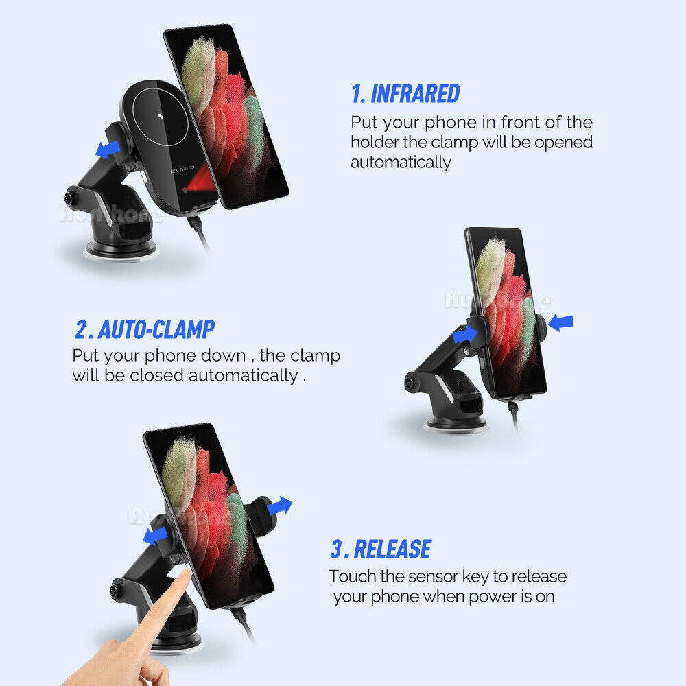 Wireless Car Fast Charger & 2in1 Car Phone Holder