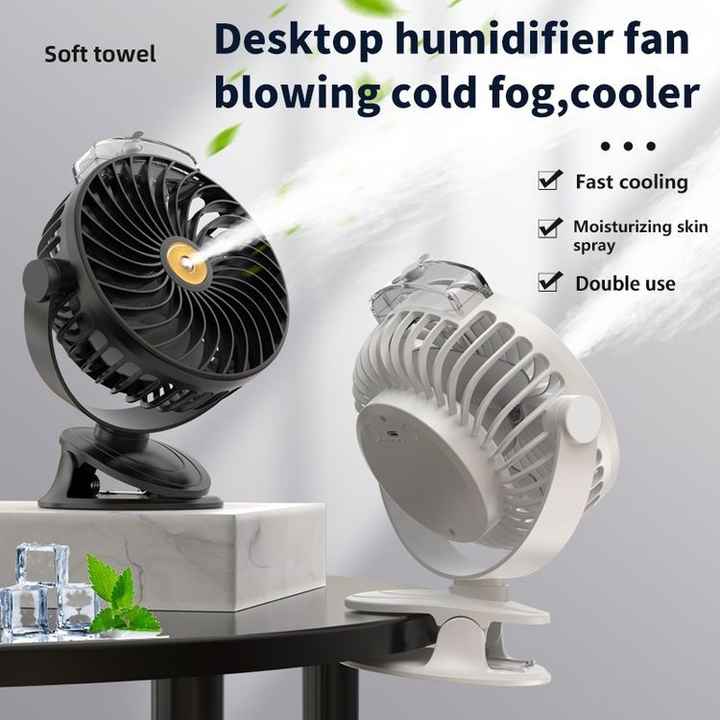 Black Portable Clip-On Mist Fan