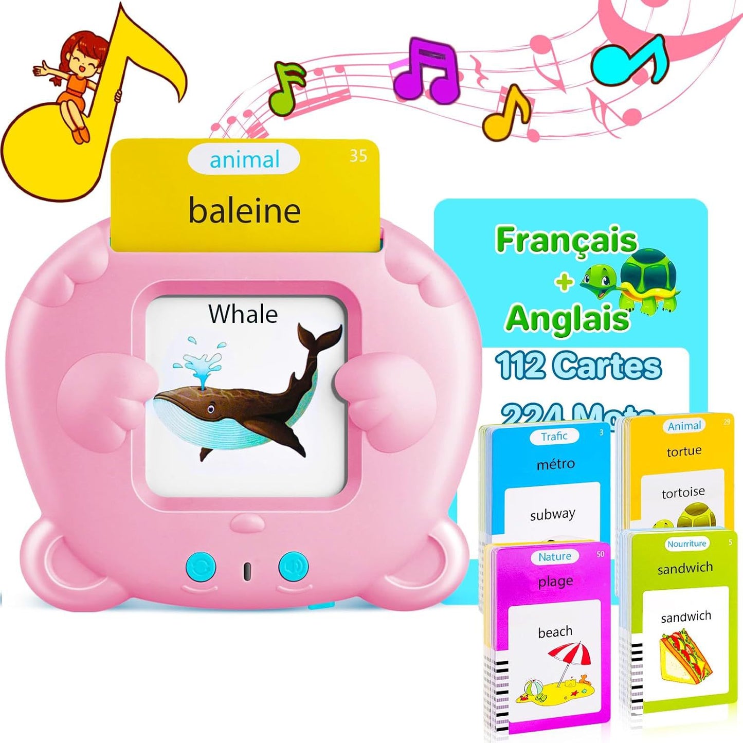 Pink Panda English Early Learning Flash Card Reader
