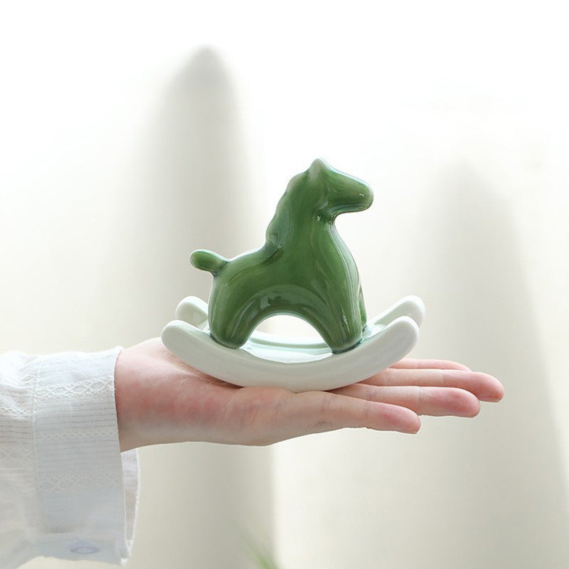 Green Modern Ceramic Rocking Horse Ornament