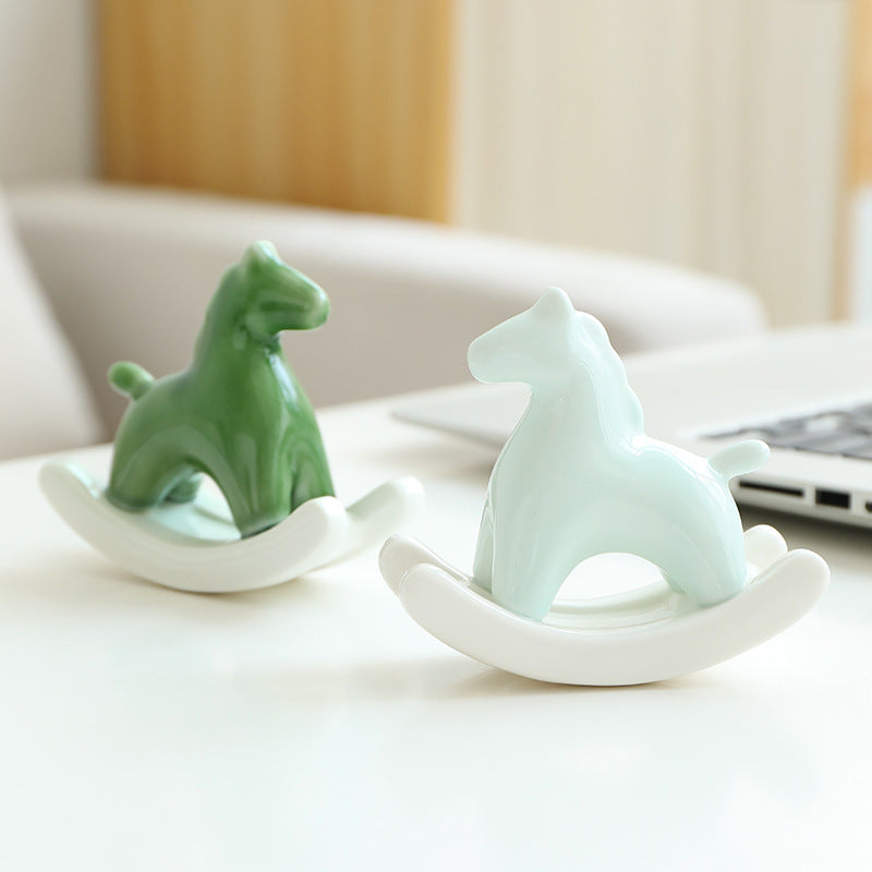 Pink Modern Ceramic Rocking Horse Ornament