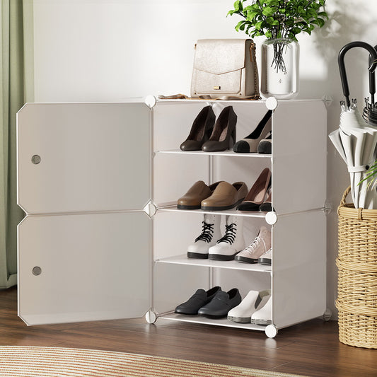 Artiss Shoe Rack - Set of 2 Storage Cube Stackable - White