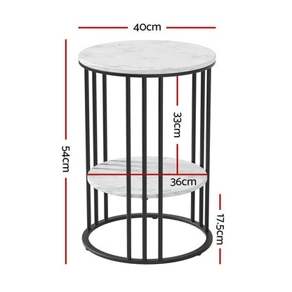 Artiss Coffee Table 2-Tier Round