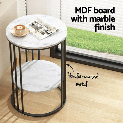 Artiss Coffee Table 2-Tier Round