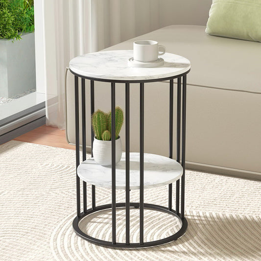 Artiss Coffee Table 2-Tier Round