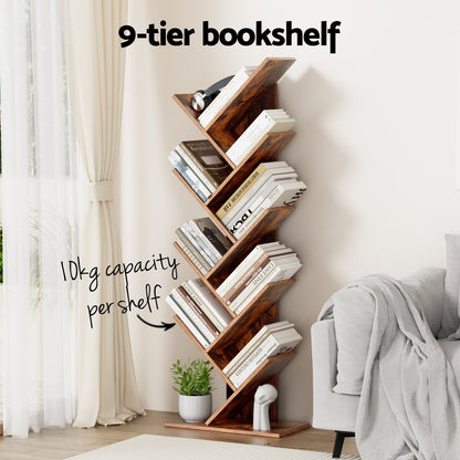 Artiss Tree Bookshelf 9 Tiers - Walnut