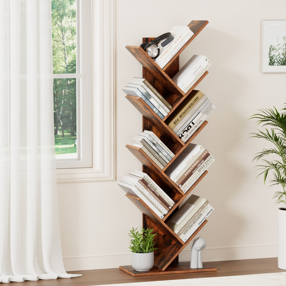 Artiss Tree Bookshelf 9 Tiers - Walnut