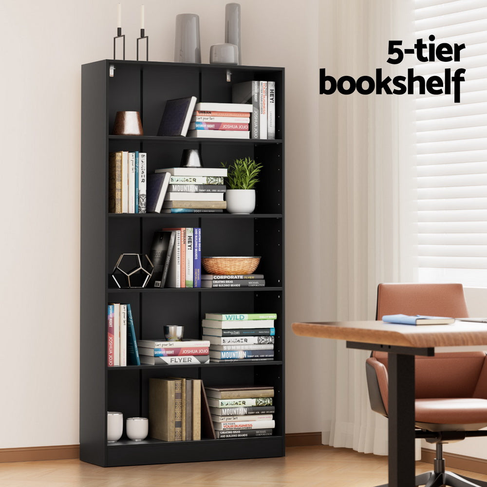 Artiss Bookshelf Black 5 Tiers - ANTON