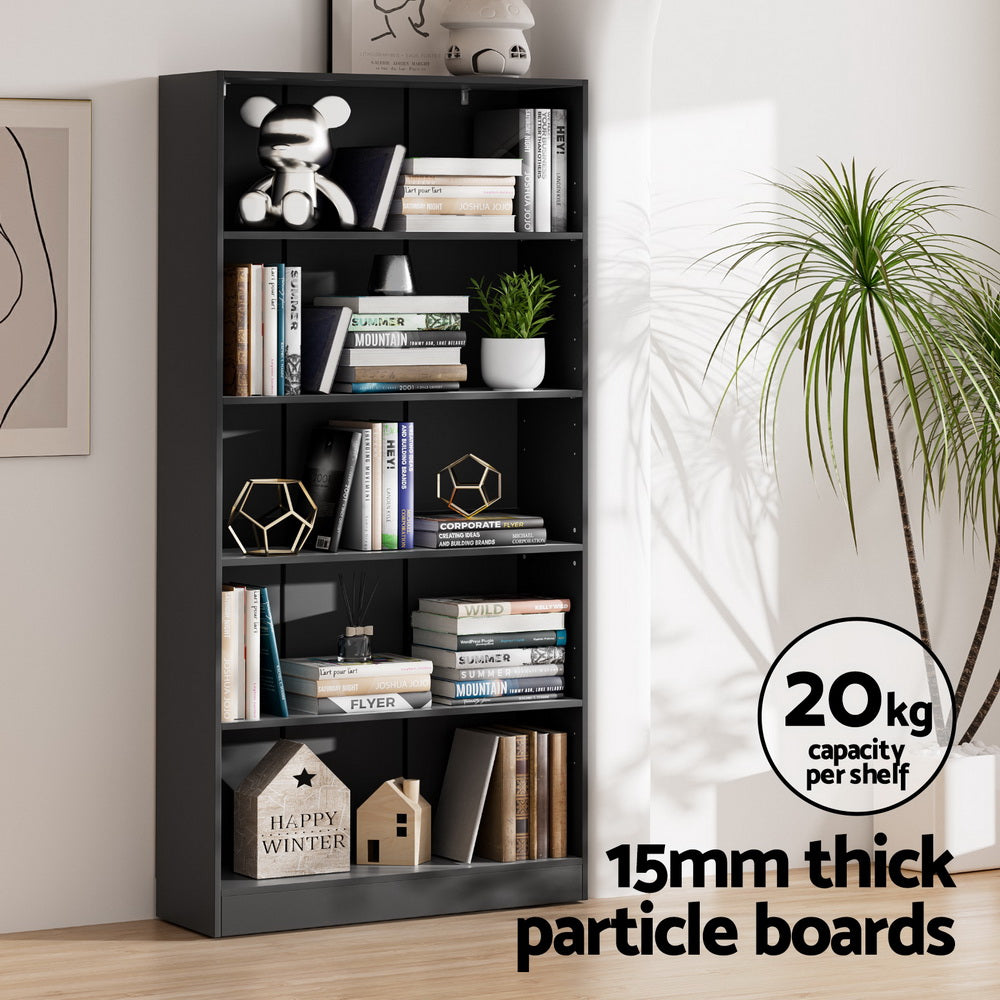 Artiss Bookshelf Black 5 Tiers - ANTON