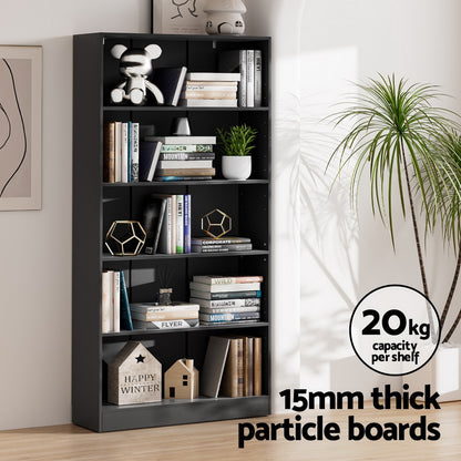 Artiss Bookshelf Black 5 Tiers - ANTON