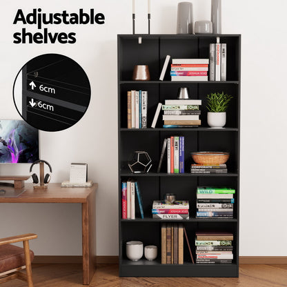 Artiss Bookshelf Black 5 Tiers - ANTON