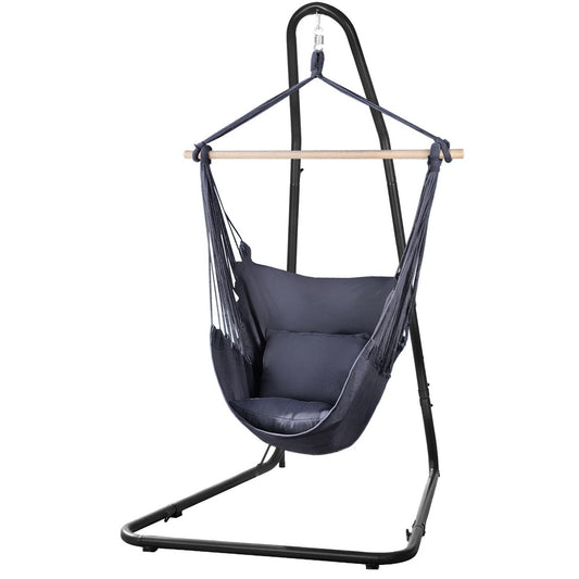 Gardeon Hammock Chair with Heavy Duty Steel Stand - Black