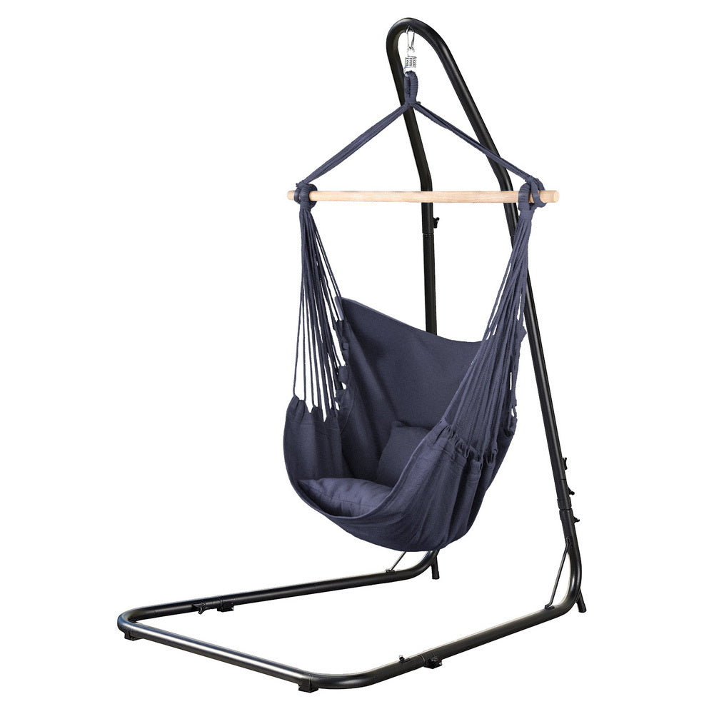Gardeon Hammock Chair with Heavy Duty Steel Stand - Black