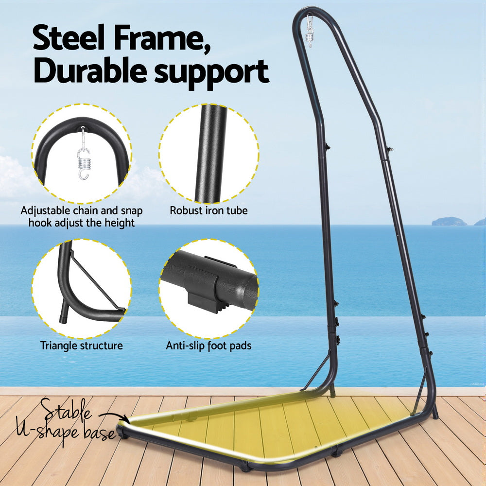 Gardeon Hammock Chair with Heavy Duty Steel Stand - Black