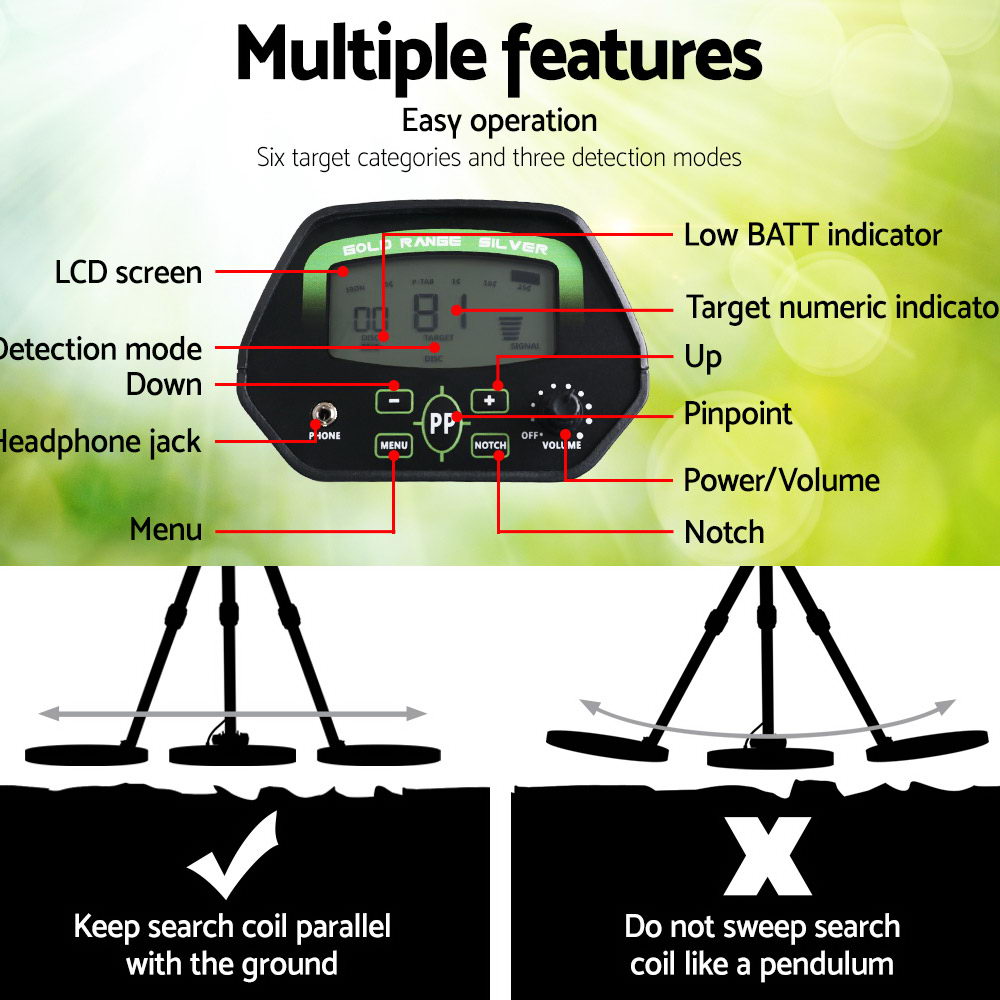 Metal Detector 220MM Deep Sensitive Waterproof