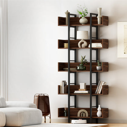 Artiss Bookshelf 5-Tier Bookcase Display Shelves - Walnut