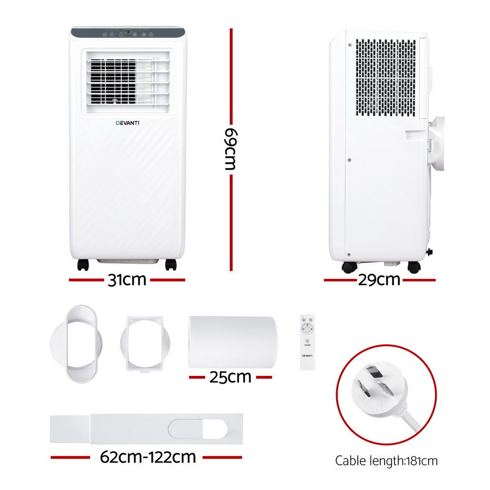 3-in-1 Devanti Portable Air Conditioner Dehumidifier  7000BTU