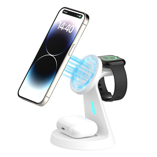 Laser 3 in 1 Wireless Charging Stand - White
