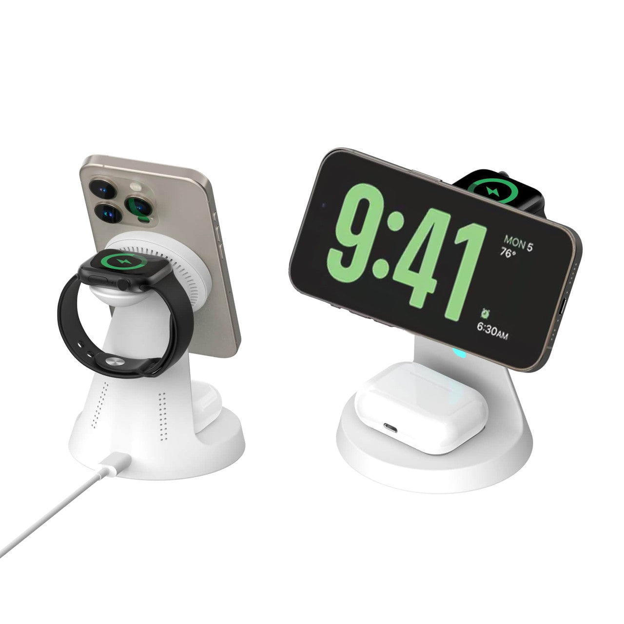 Laser 3 in 1 Wireless Charging Stand - White