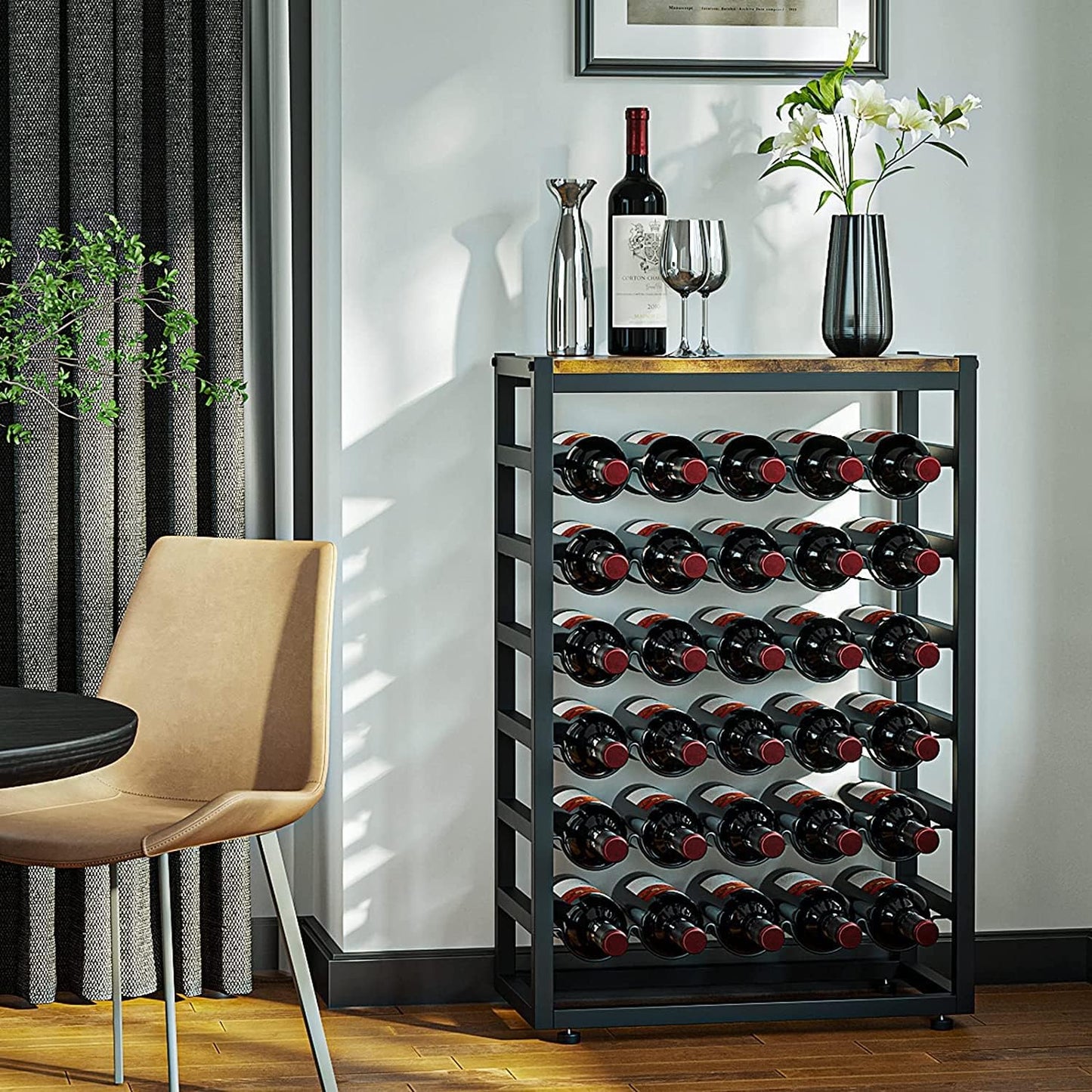 6-Tier Freestanding Wine Rack for 30 Bottles