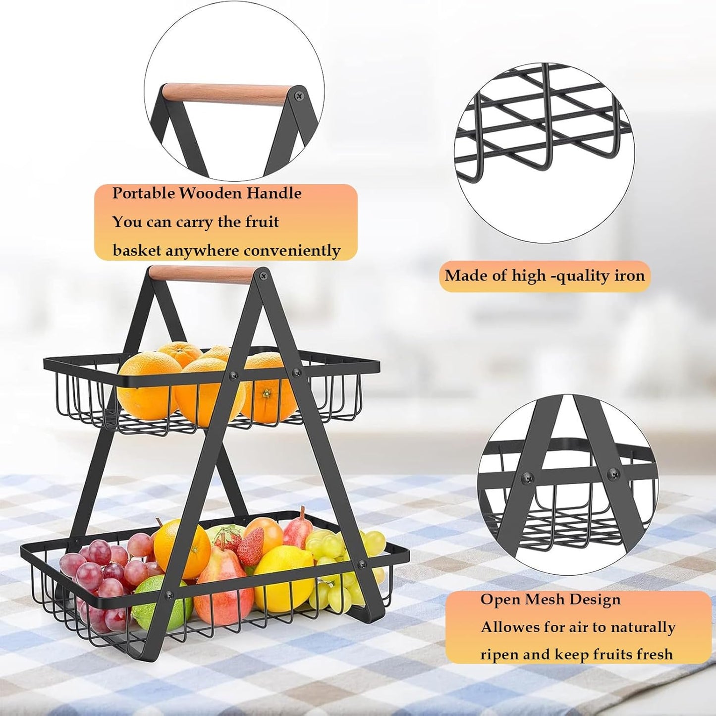 CARLA HOME 2-Tier Fruit Basket Stand