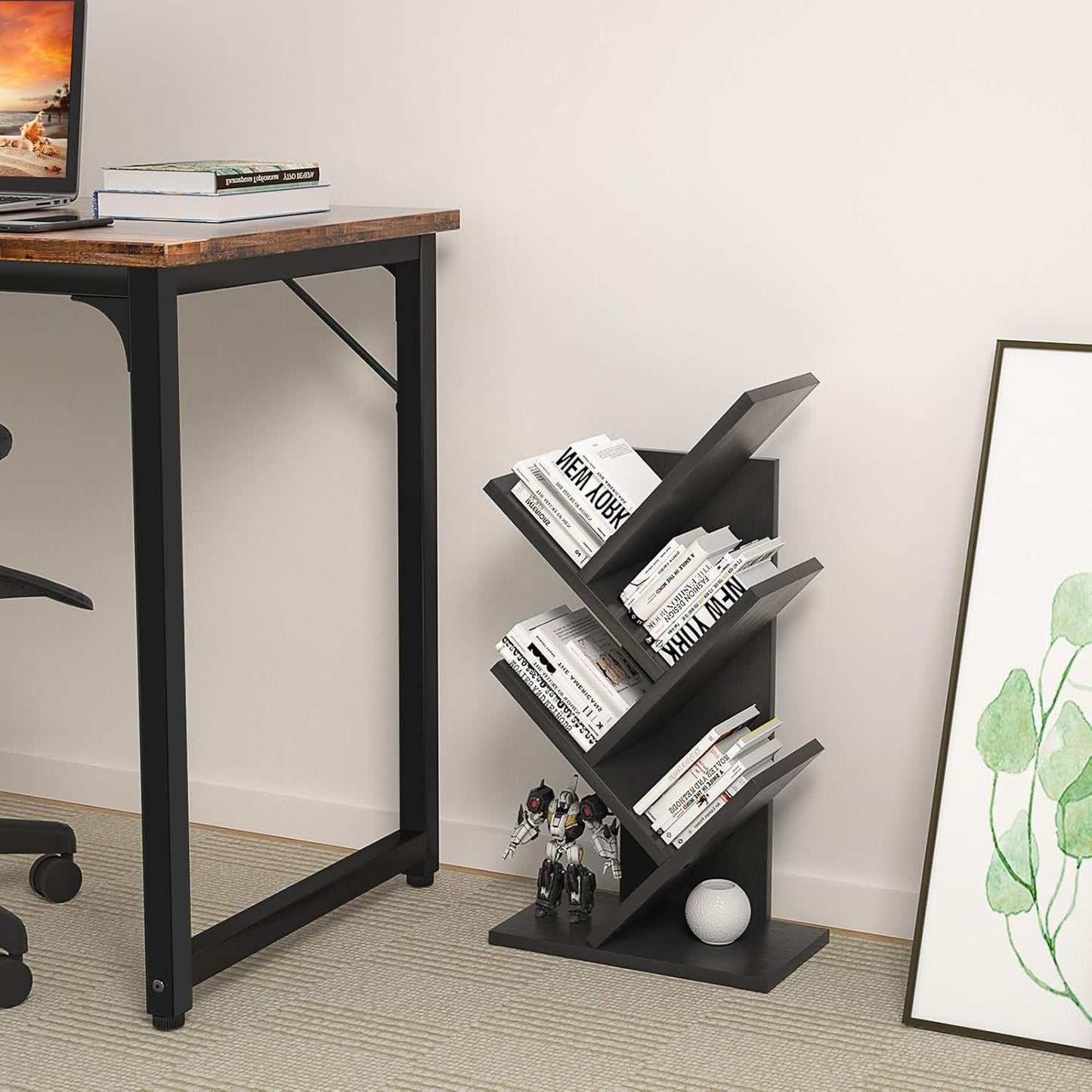 CARLA HOME 5-Tier Tree Bookshelf - Black