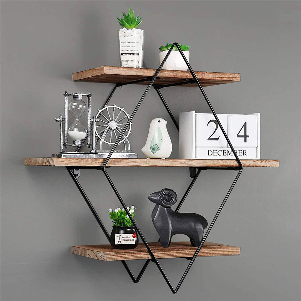 3-Tier Rustic Floating Wall Shelves