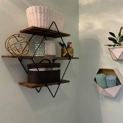 3-Tier Rustic Floating Wall Shelves