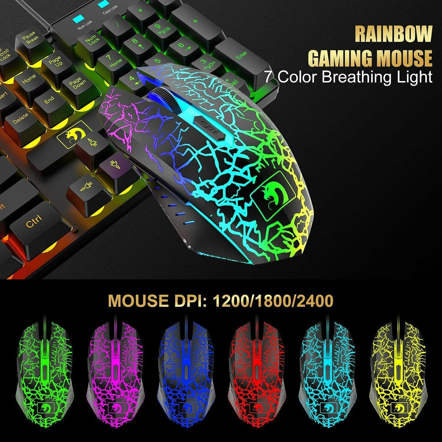 Gaming Keyboard & Mouse & Headset & Mousepad Set
