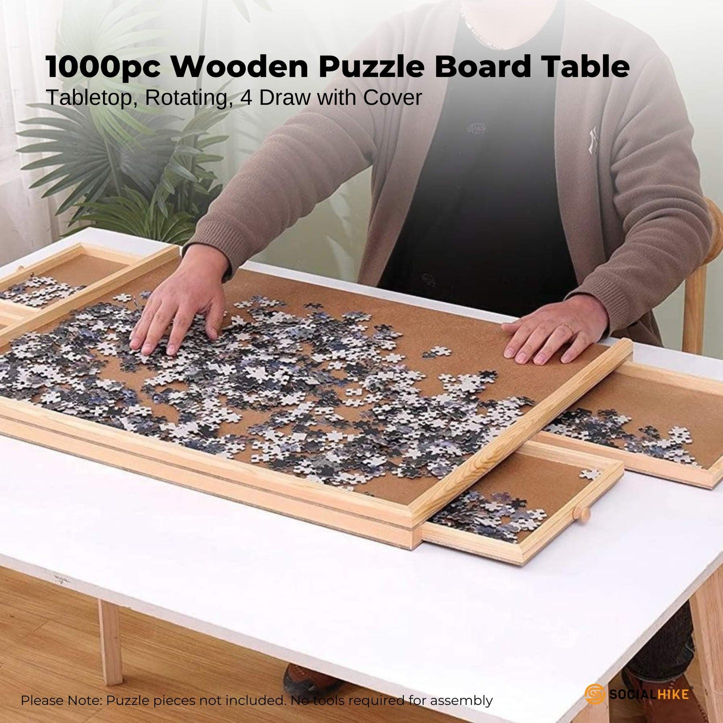 Social Hike 1000pcs Puzzle Board 4 Drawer with Cover
