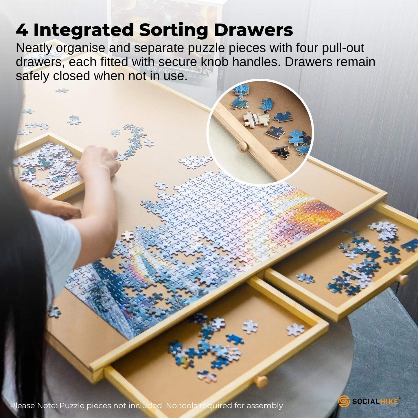 Social Hike 1000pcs Puzzle Board 4 Drawer with Cover