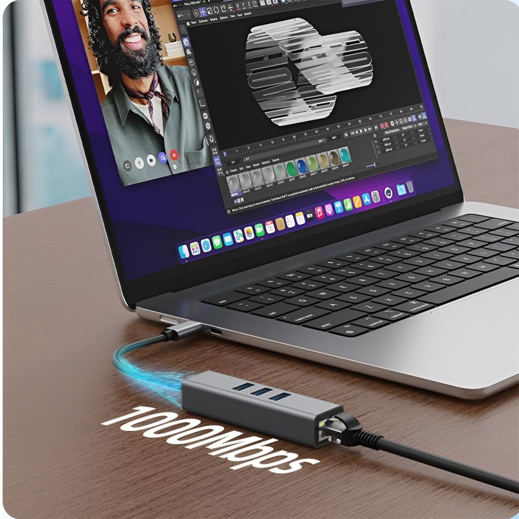 USB C to Ethernet Adapter with 1000Mbps Gigabit