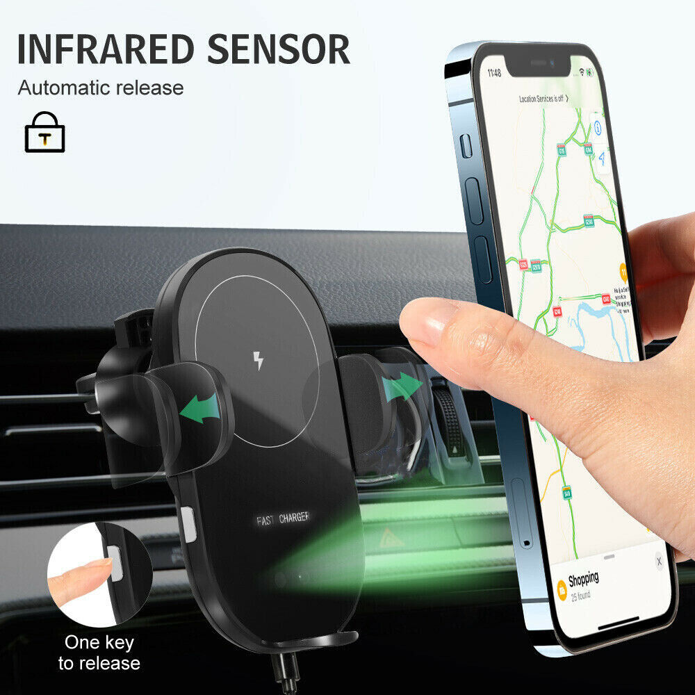 Wireless Car Fast Charger & 2in1 Car Phone Holder