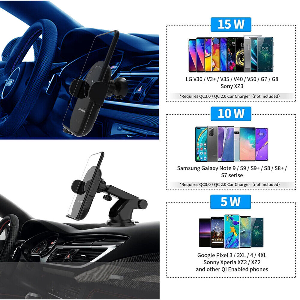 Wireless Car Fast Charger & 2in1 Car Phone Holder