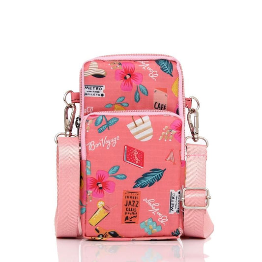 Pink Animal Park Mini Crossbody Phone Wallet With Arm Band