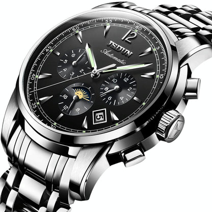 Waterproof Luminous Mechanical Watch for Men - 8750 - Silver Black