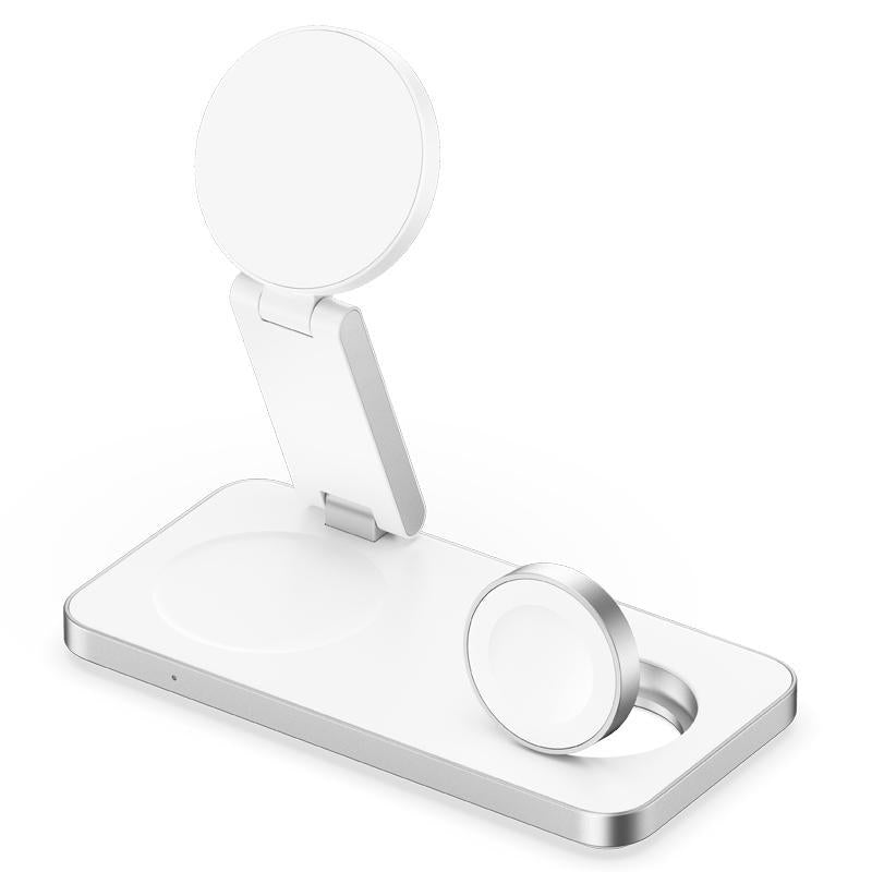 White 3 In 1 Magnetic Wireless Charging Dock For Apple Devices