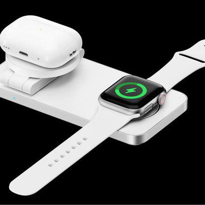 White 3 In 1 Magnetic Wireless Charging Dock For Apple Devices