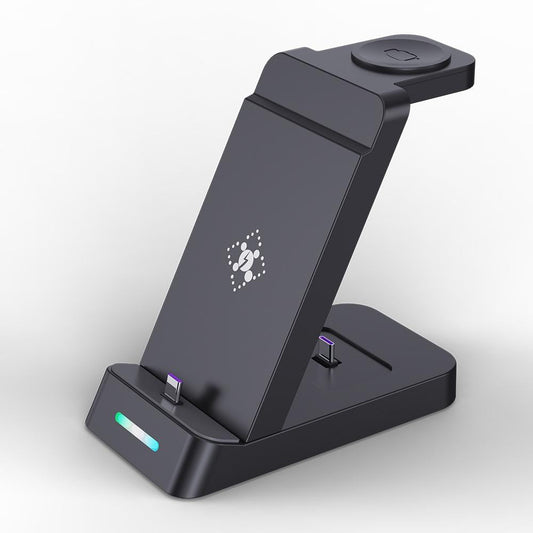 Black 3 In 1 Vertical Charging Stand For Samsung Watch And Galaxy Buds