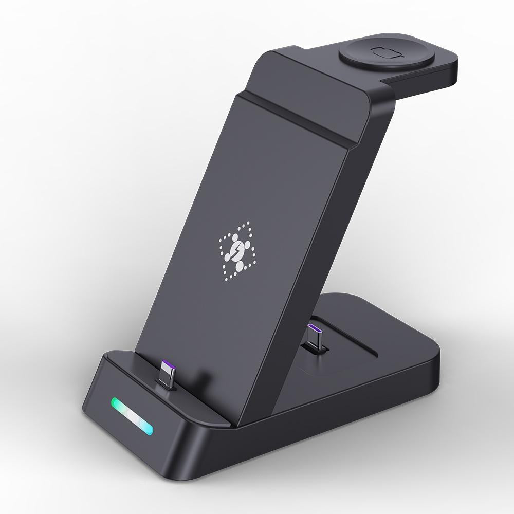Black 3 In 1 Vertical Charging Stand For Samsung Watch And Galaxy Buds