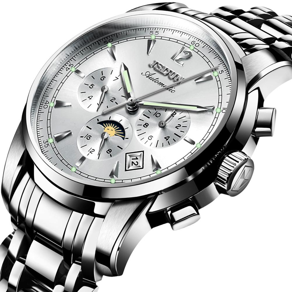 Waterproof Luminous Mechanical Watch for Men - 8750 - Silver White
