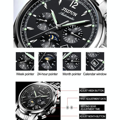 Waterproof Luminous Mechanical Watch for Men - 8750 - Silver White