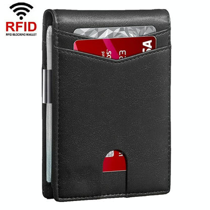 RFID-protected Leather Credit Card Wallet - Secure & Stylish - Beige