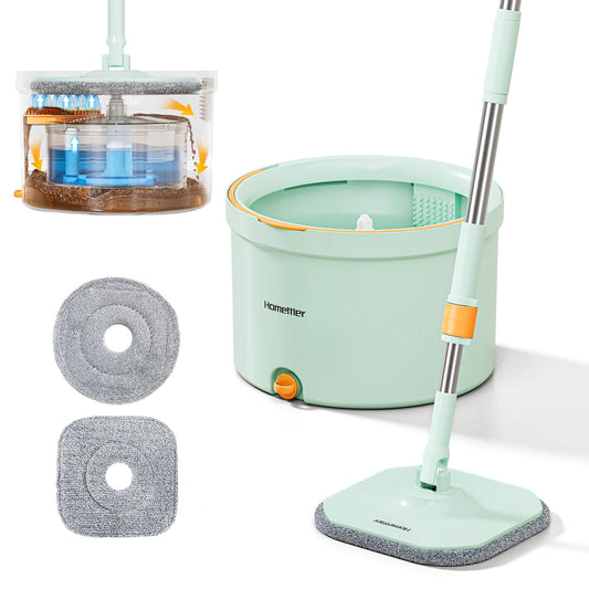 Premium Microfiber Round Mop Bucket Set - Light Green