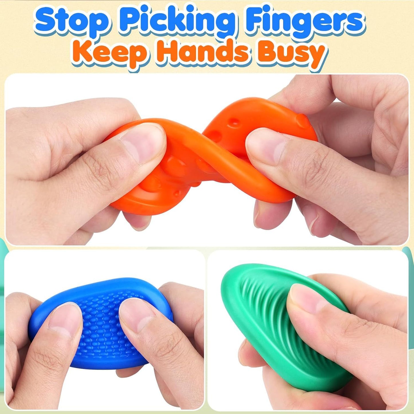 Sensory Worry Stones for Kids | 6-Piece Fidget Stress Relief Set for Ages 3+