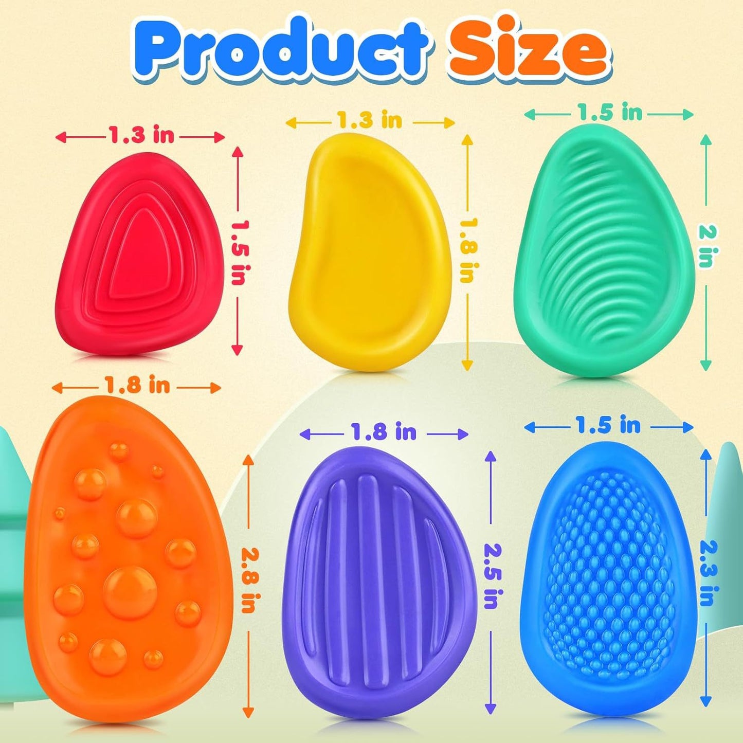 Sensory Worry Stones for Kids | 6-Piece Fidget Stress Relief Set for Ages 3+