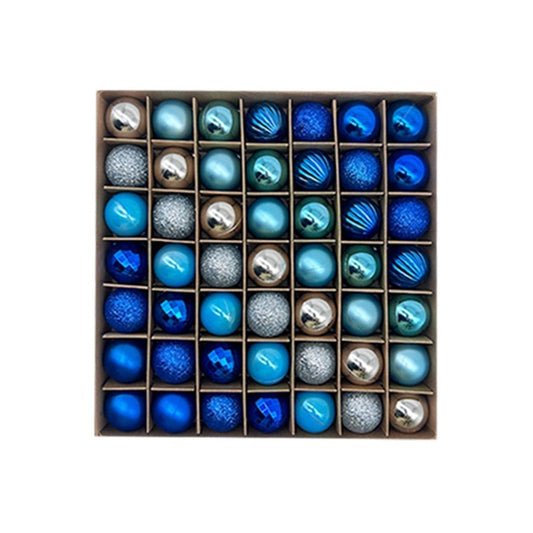 Blue and Silver 49-Piece Christmas Ornament Set - 3cm