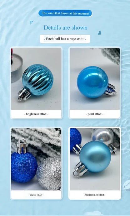Blue and Silver 49-Piece Christmas Ornament Set - 3cm